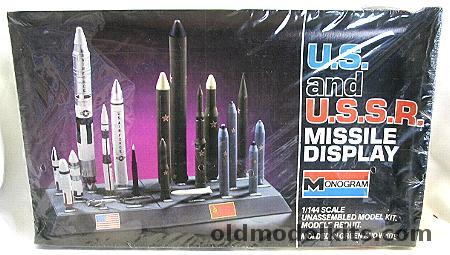 Monogram 1/144 US and USSR Missile Display - ACLM/Pershing/Minuteman/Trident/Poseidon/Polaris/Peacekeepr/Titan/AS-6/SS-20/SS-N-6/SS-N-8/SS-N-17/SS-N-18/SS-4/SS-13/SS-17/SS-18/SS-19, 6019 plastic model kit